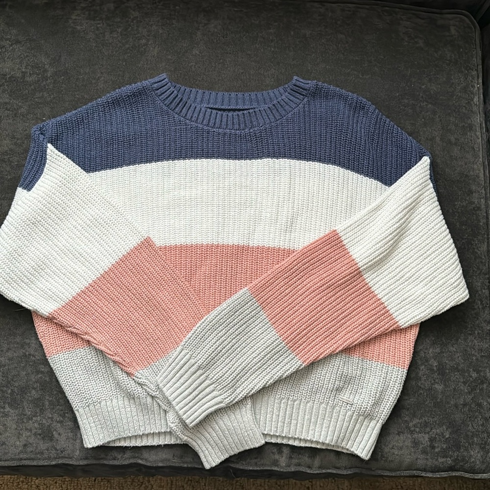 Hollister striped cropped sweater.  Size Large.  Excellent Condition.